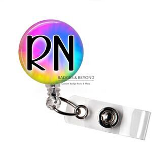🩺🌈 RN Nurse Retractable Badge Reel | Colorful Nurse ID Name Tag Holder
